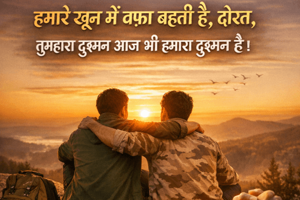 dosti 2 line attitude shayari in hindi font